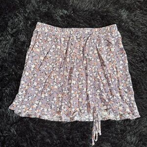Hippie Rose Lilac Floral Tie-Front Mini Skirt